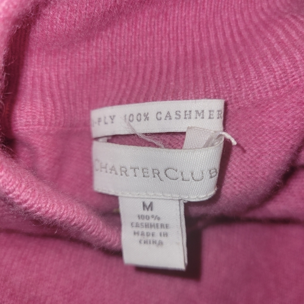 Charter Club Cashmere Turtleneck Sweater Pink M - Picture 3 of 3